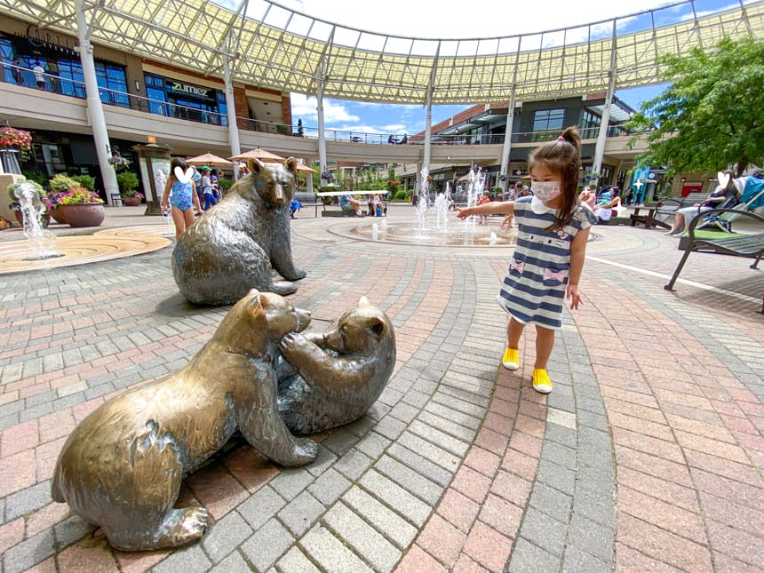 Redmond Town Center Fountains with Bear Sculptures