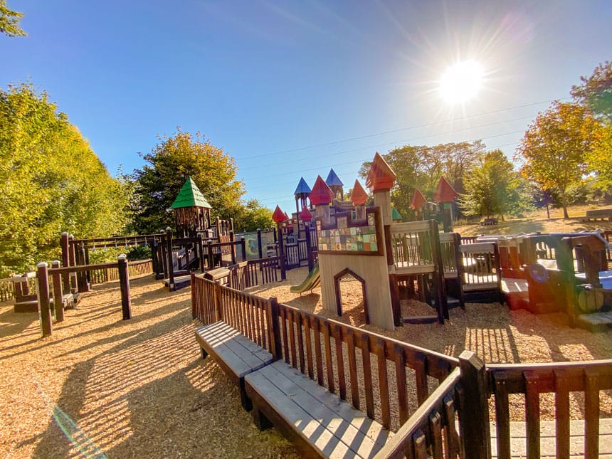 North Rose Hill Woodlands Park Wooden Castle Themed playground