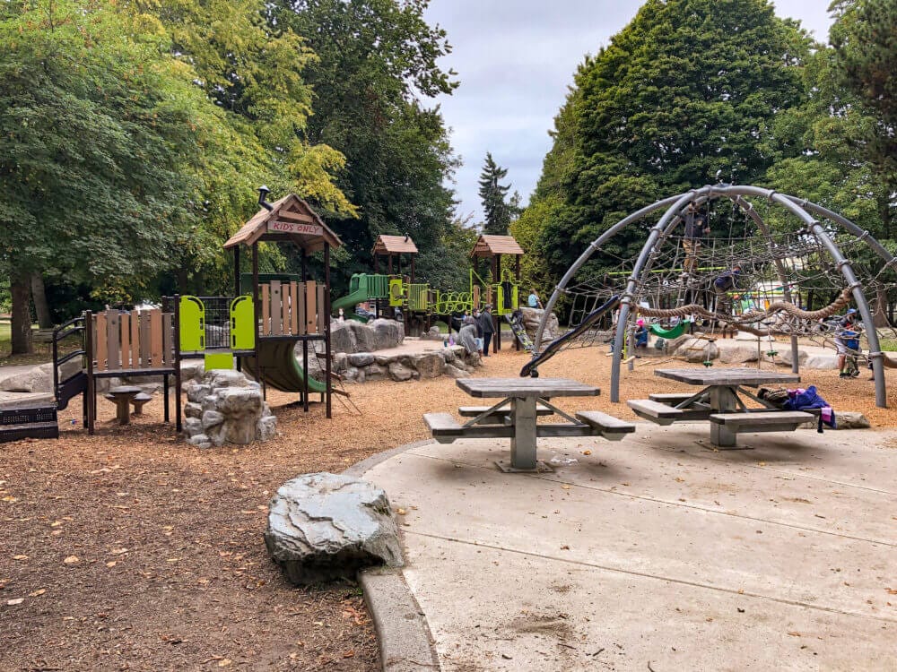 Kids playing at West Woodland Park Playground in Seattle