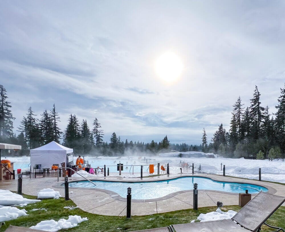 Suncadia outdoor swimming pool is open for hotel guests with a wristband at Suncadia Fitness and Swim