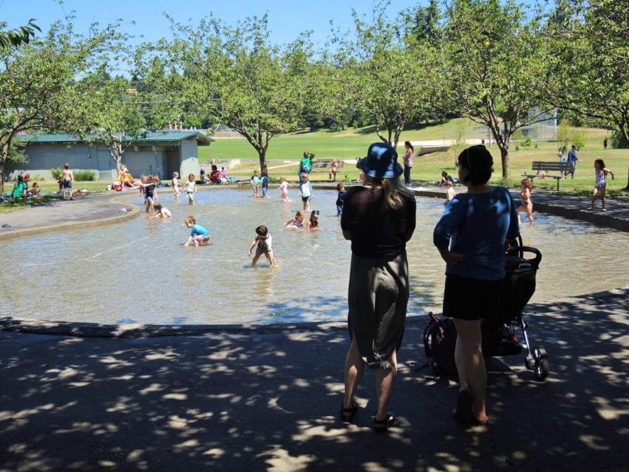Kids Playing in the Summer at Dahl Playfield & Wading Pool in Seattle