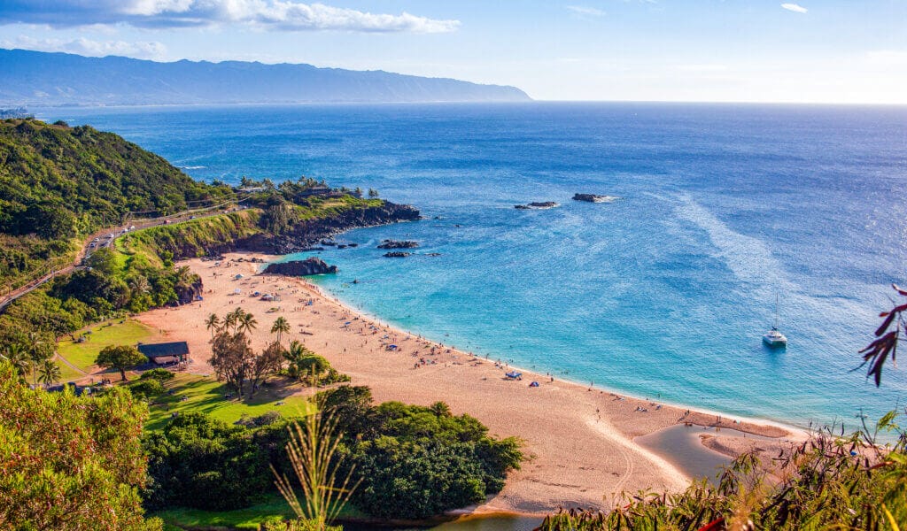 Waimea Bay is one of the best North Shore beaches on Oahu. Known for its big 30 foot waves in the winter and picturesque calm beach in the summer.