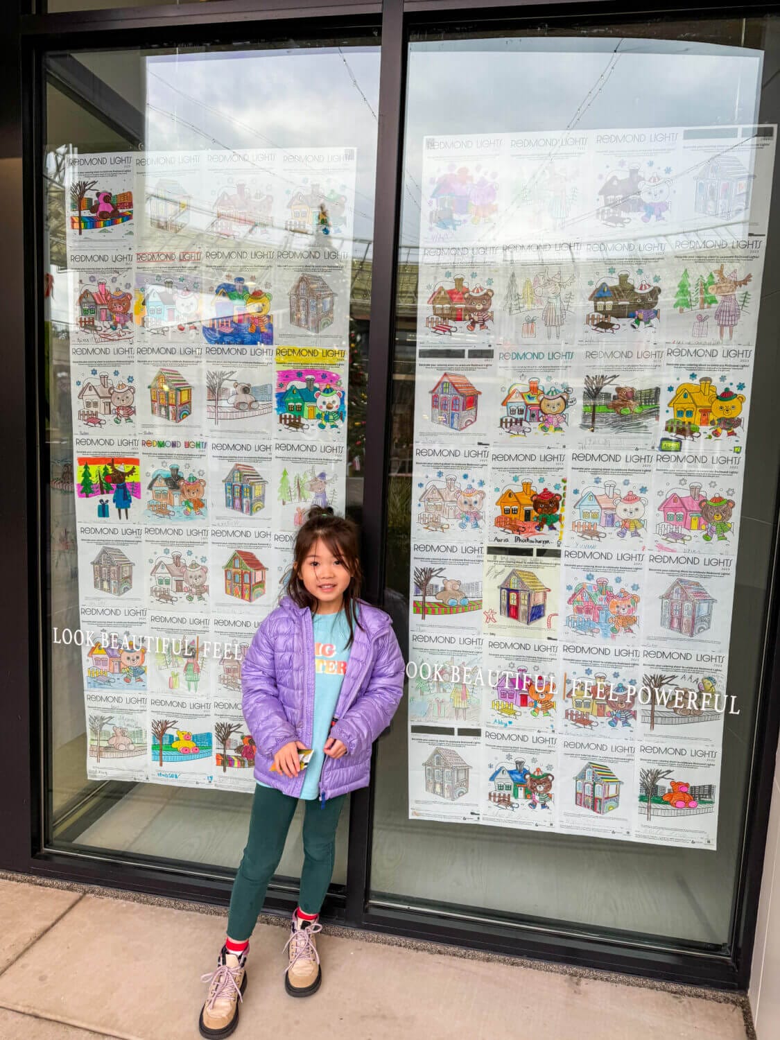 Redmond Town Center offers festive holiday coloring activities for kids, bringing creativity and cheer to the shopping center. Children can enjoy decorating holiday-themed coloring sheets, which are then proudly displayed in the windows throughout the center. This fun and interactive activity adds to the holiday spirit, making Redmond Town Center a family-friendly destination during the festive season.