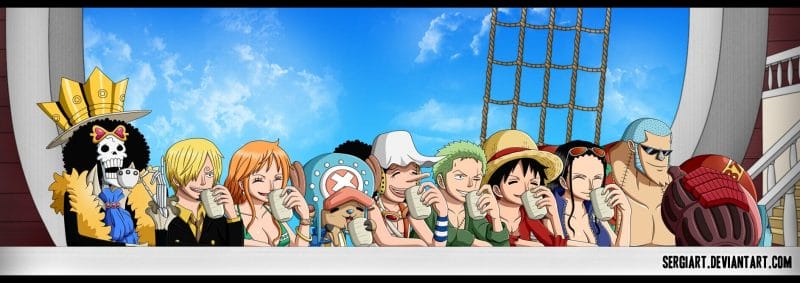 Fan art of Luffy and his pirate crew from One Piece, featuring colorful character designs and playful poses. This image is part of a parent’s review guide discussing the storyline, themes, and age-appropriateness of One Piece for kids, highlighting its adventurous spirit and valuable lessons about friendship and perseverance.
