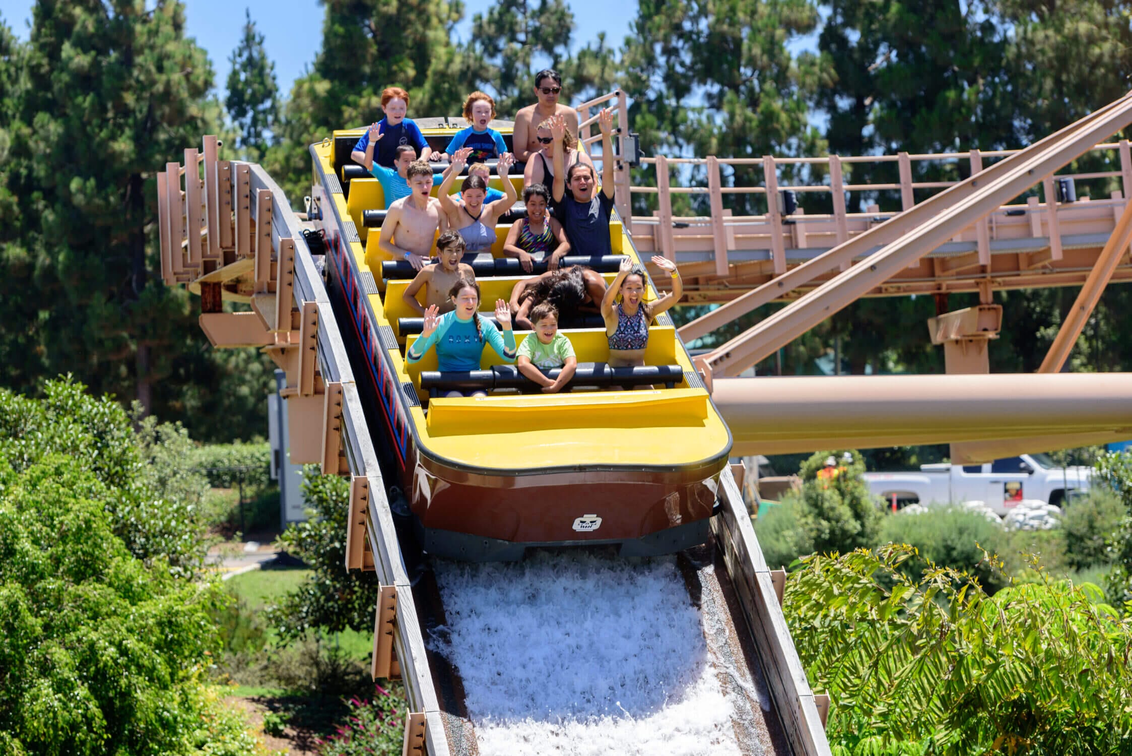 Pirate Reef shoot-the-chutes water ride at Legoland California in Carlsbad, based on the Lego toy theme.