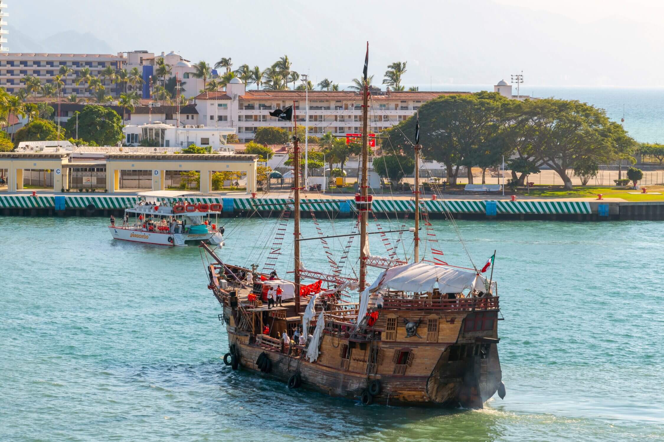 A majestic pirate-themed ship sails through the waters of Puerto Vallarta during the famous Pirate Ship Dinner Show—a thrilling, family-friendly activity packed with adventure. Kids and parents alike can enjoy live sword fights, treasure hunts, and fireworks while dining aboard this interactive boat ride. It’s one of the top things to do in Puerto Vallarta with kids, blending entertainment, food, and ocean views into a night of unforgettable fun.